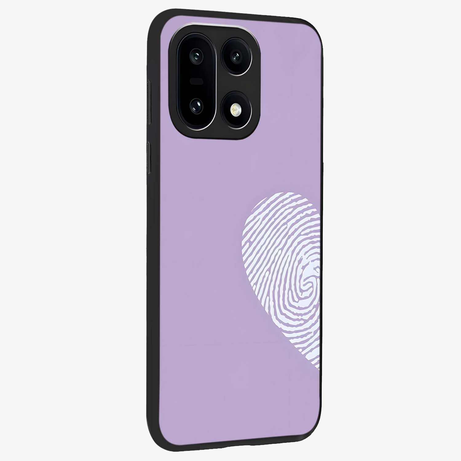 One Heart Identity Glass Case for 1+15 side perspective highlighting clean detailing and sleek premium build