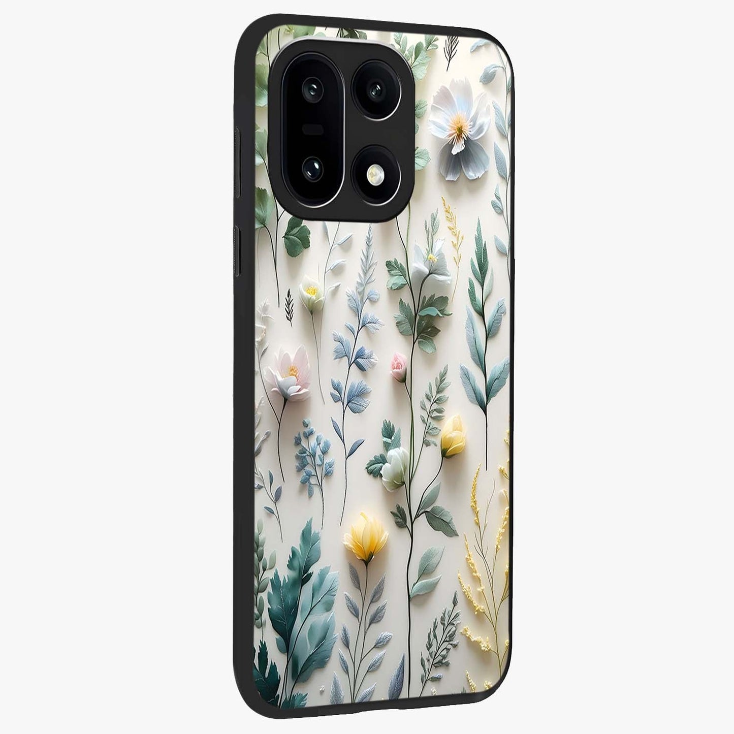 Pastel Garden Whispers Glass Case for 1+15 side perspective highlighting refined textures and smooth build