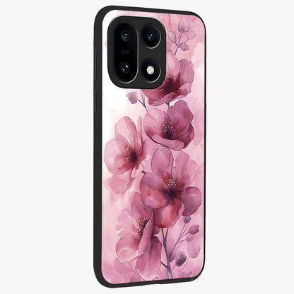 Pink Floral Glass Case for 1+15 side perspective highlighting subtle floral textures and premium edges