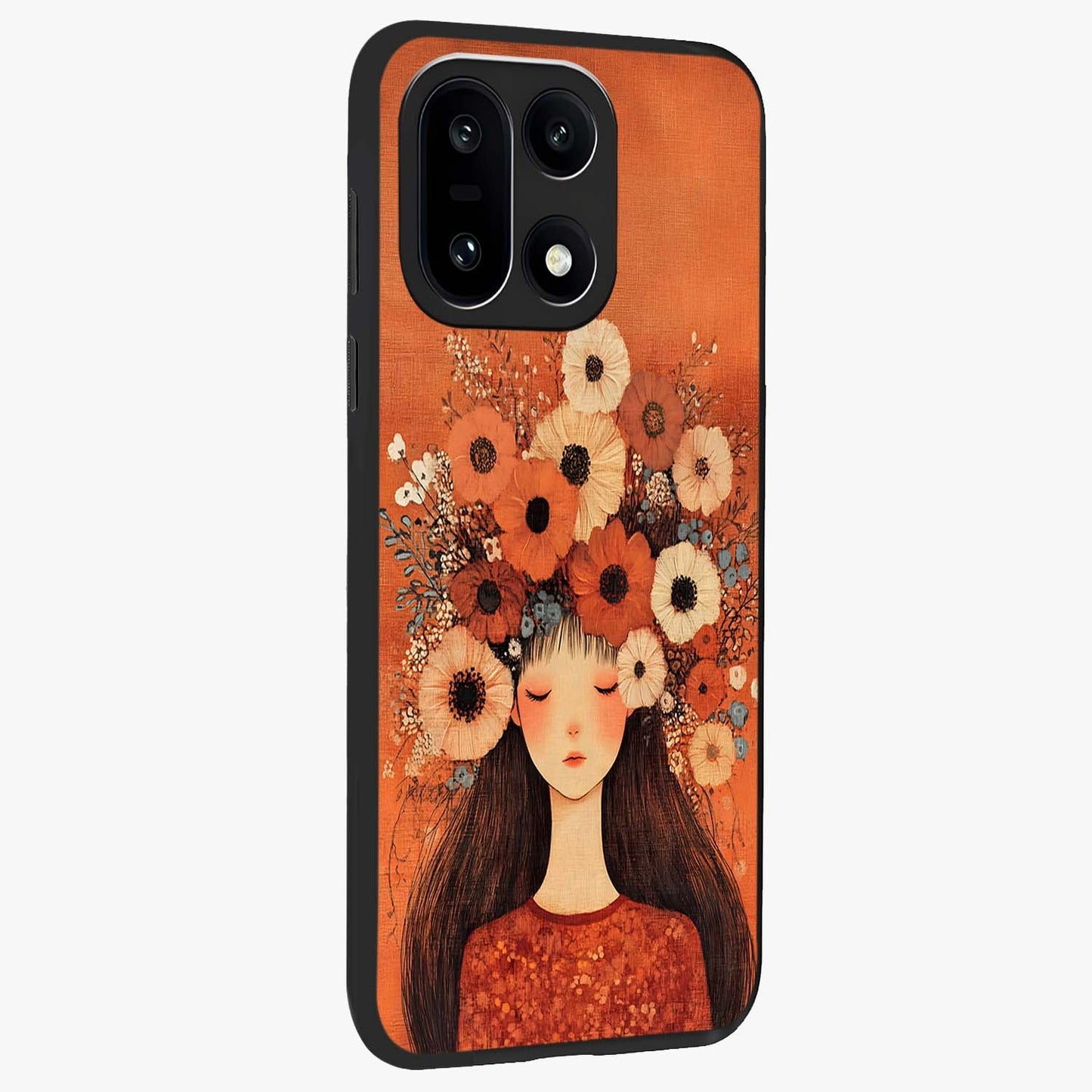 Radiant Flower Thoughts Glass Case for 1+15 side perspective highlighting refined textures and smooth build