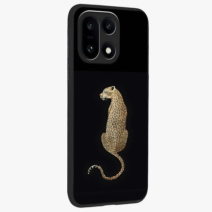 Regal Leopard Glass Case for 1+15 side perspective highlighting fierce pattern detailing and premium edges