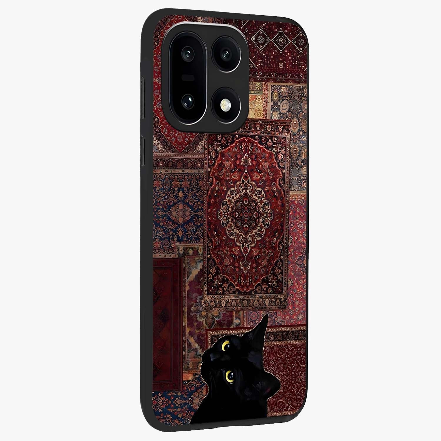 Regal Magic Cat Apple Glass Case for 1+15 side perspective highlighting cute character textures and smooth build