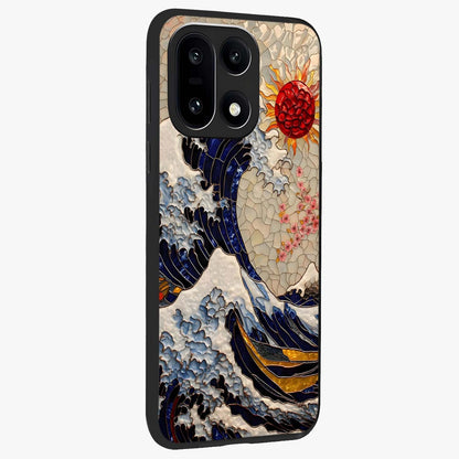 Rising Wave Glory Glass Case for 1+15 side perspective highlighting fluid wave textures and sleek premium build