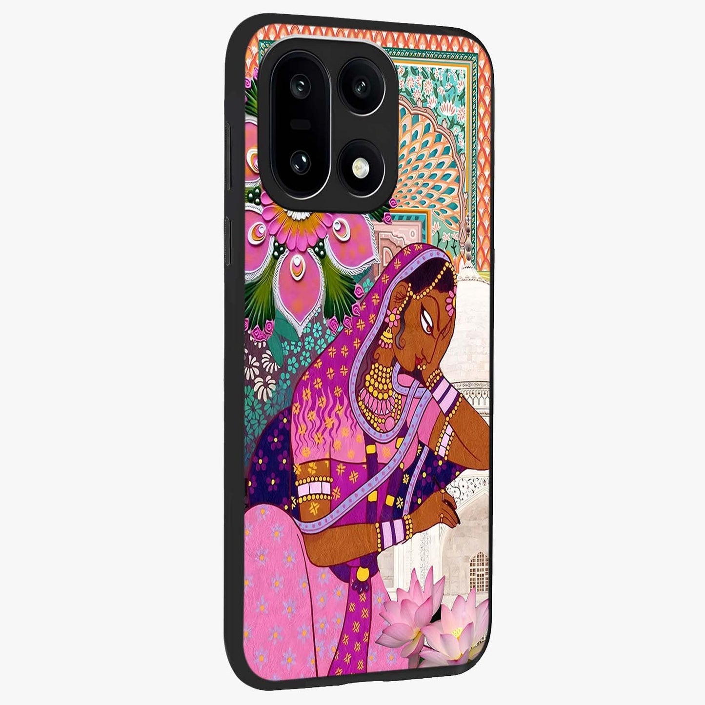 Royal Lotus Muse Glass Case for 1+15 side perspective highlighting serene textures and smooth build