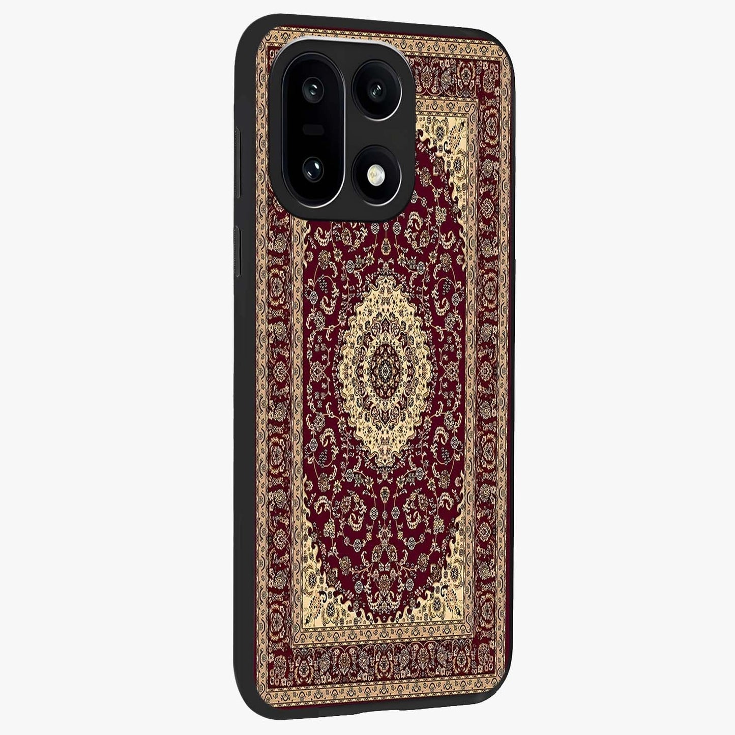 Royal Maroon Heritage Glass Case for 1+15 side perspective highlighting ornate textures and premium edges