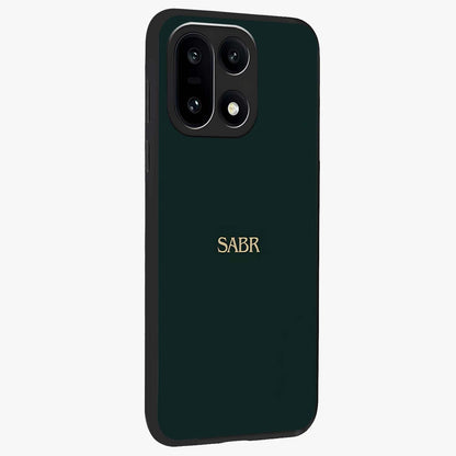 Sabr Minimal Patience Glass Case for 1+15 side perspective highlighting elegant text detailing and sleek build