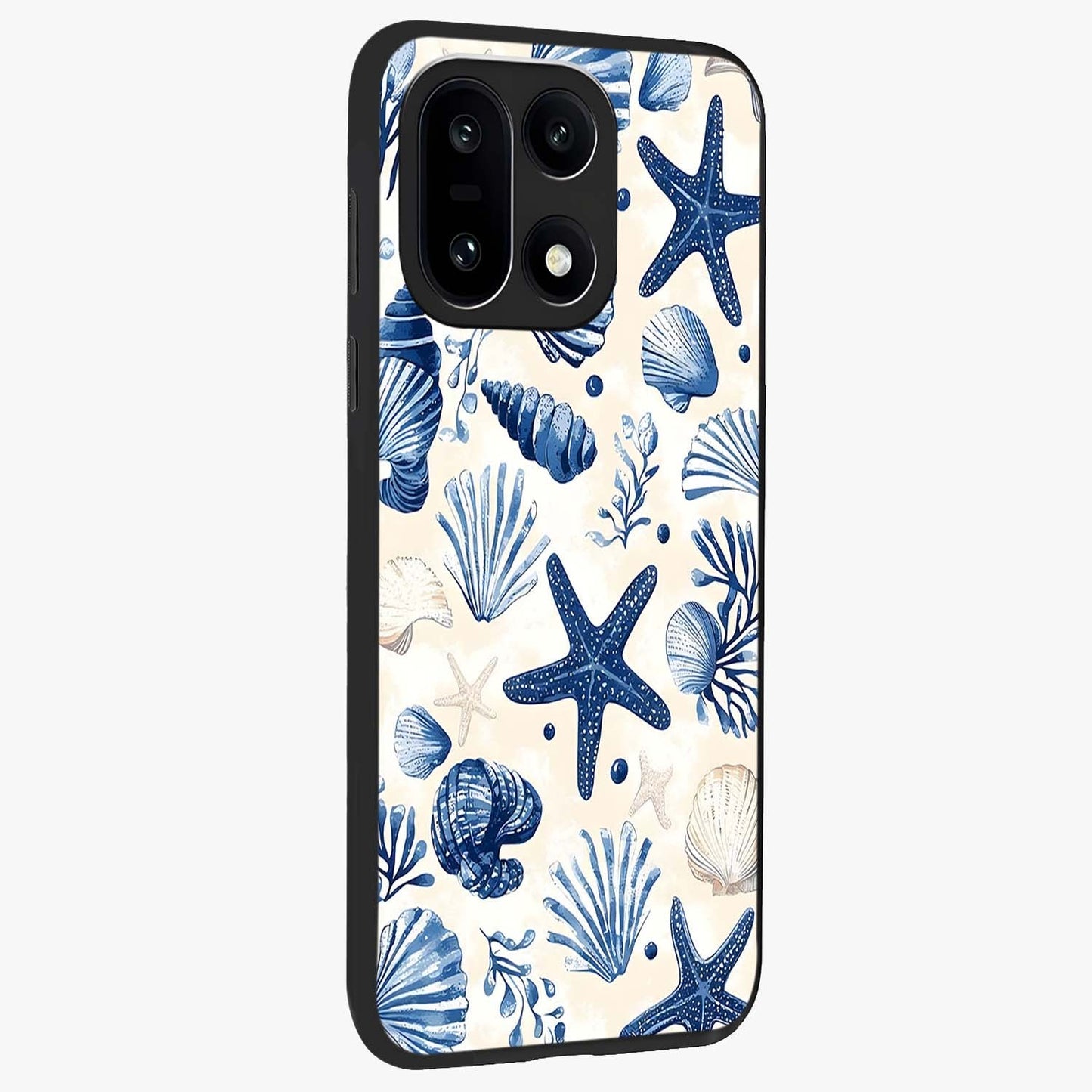 Seaside Starfish Magic Glass Case for 1+15 side perspective highlighting playful beach textures and sleek build
