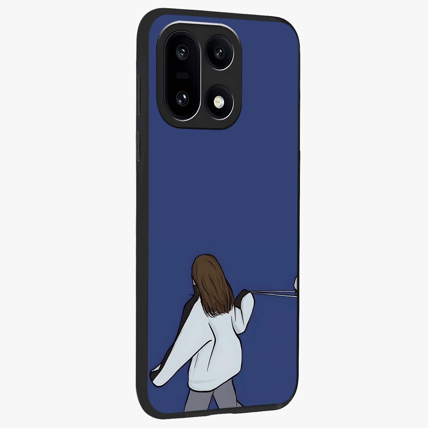 Silent Distance Love Glass Case for 1+15 side perspective highlighting delicate textures and premium edges