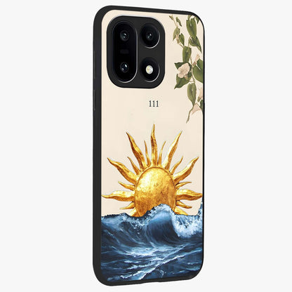Solar Wave Bloom Glass Case for 1+15 side perspective highlighting radiant textures and premium edges