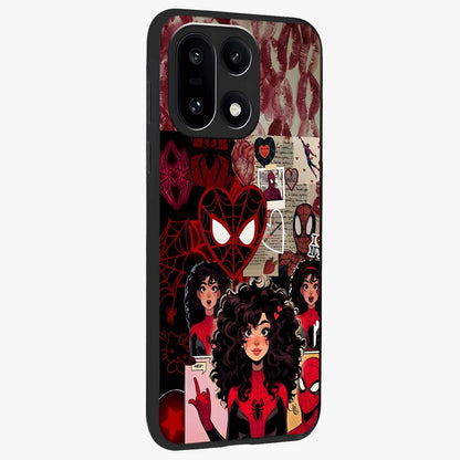 Spider Love Story Glass Case for 1+15 side perspective highlighting dynamic character textures and premium edges
