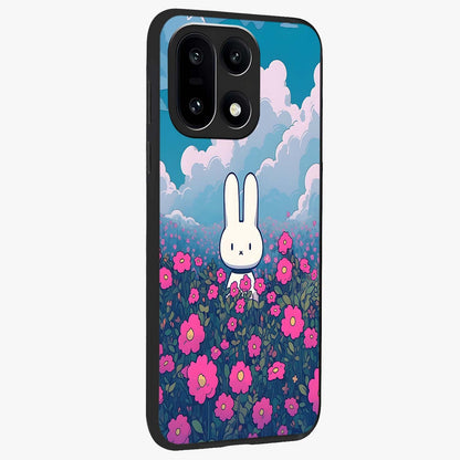 Springtime Blossom Bunny Glass Case for 1+15 side perspective highlighting charming illustration textures and premium edges