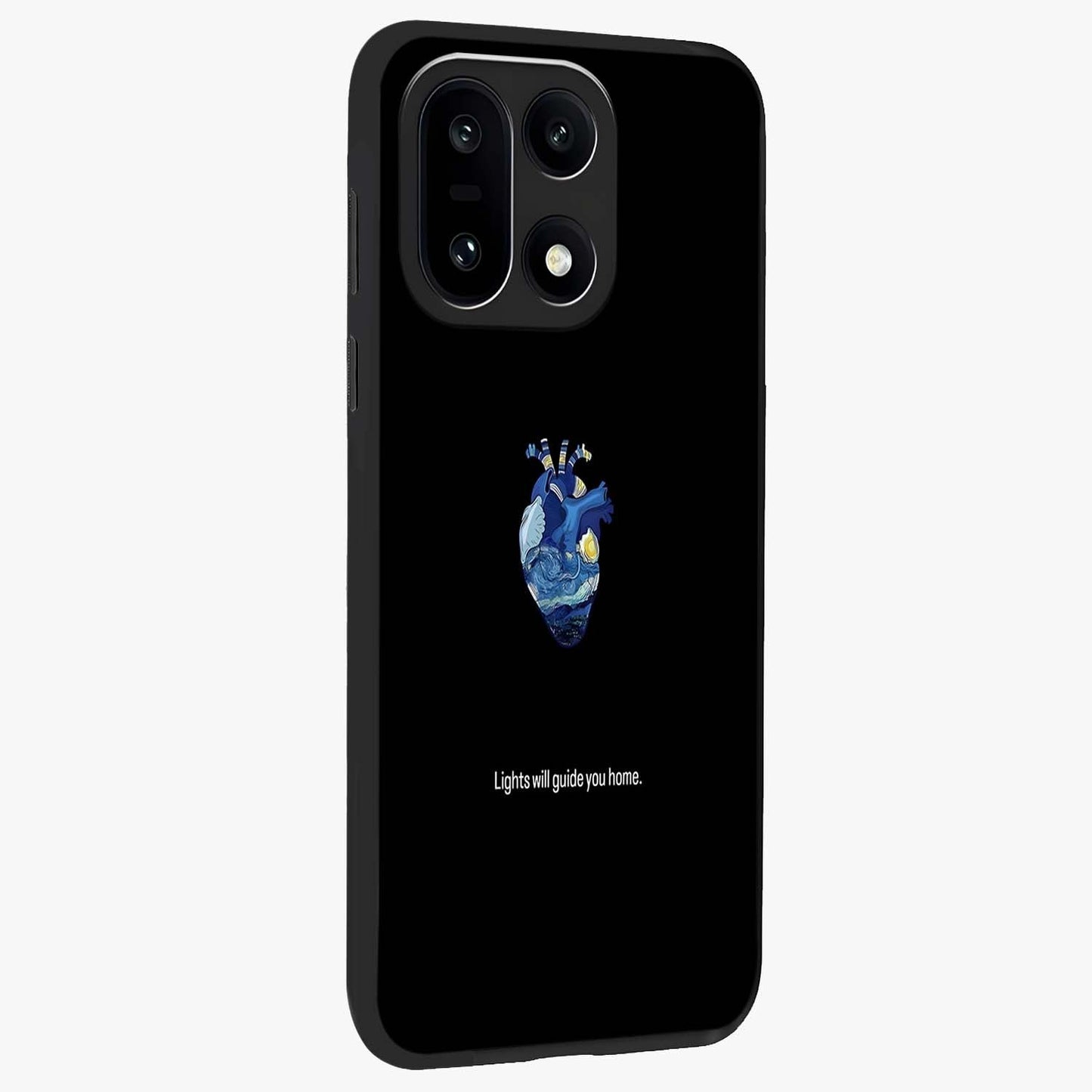 Starry Heart Compass Glass Case for 1+15 side perspective highlighting refined textures and sleek premium build