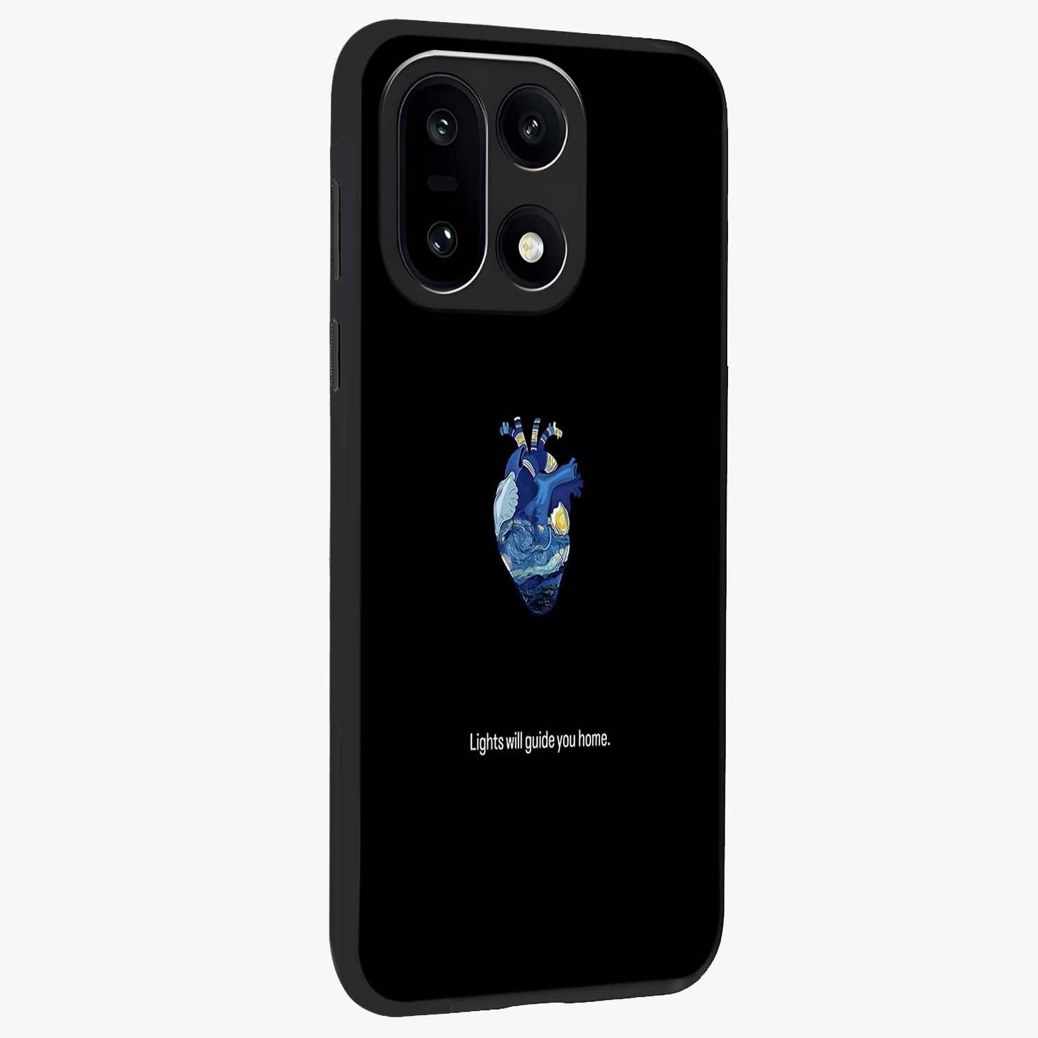 Starry Heart Compass Glass Case for 1+15 side perspective highlighting refined textures and sleek premium build