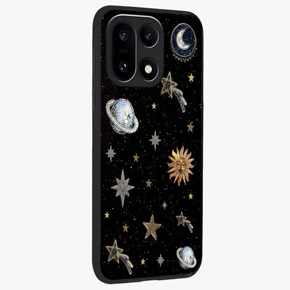 Stars and Planets Brooches Glass Case for 1+15 side perspective highlighting intricate planetary textures and sleek build