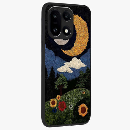 Sun and Moonflowers Glass Case for 1+15 side perspective highlighting colorful bloom textures and smooth build