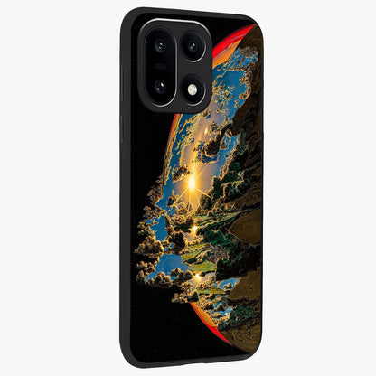 Sunrise Bursting Glass Case for 1+15 side perspective highlighting glowing sky textures and premium edges