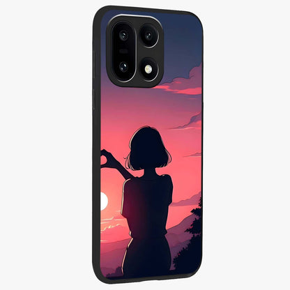 Sunset Silhouette Boy Glass Case for 1+15 side perspective highlighting dramatic horizon textures and premium edges
