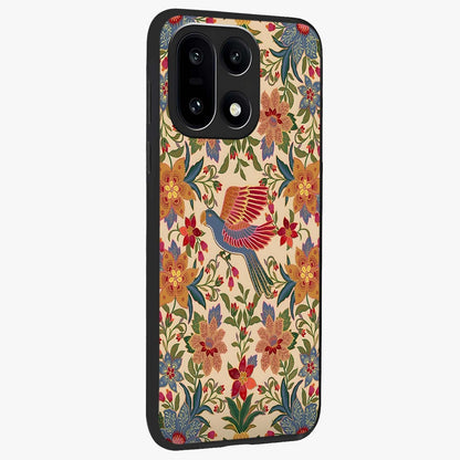 Tropical Folk Art Bird Glass Case for 1+15 side perspective highlighting detailed feather textures and premium edges