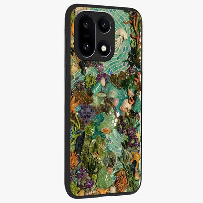 Underwater Mosaic Art Glass Case for 1+15 side perspective highlighting detailed tile textures and premium edges