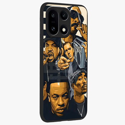 Urban Rap Legends Glass Case for 1+15 side perspective highlighting graphic textures and premium edges