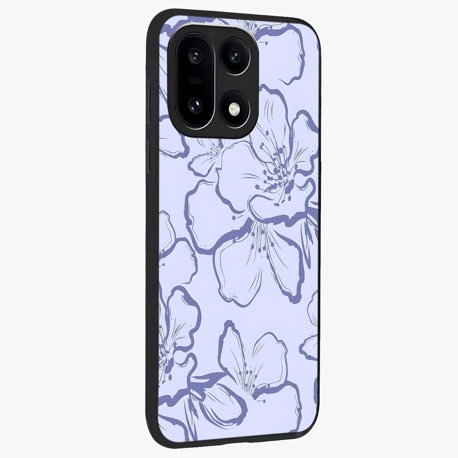 Violet Sketch Garden Glass Case for 1+15 side perspective highlighting refined bloom textures and premium edges