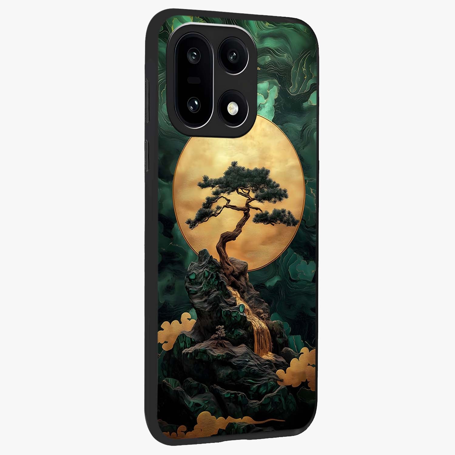 Zen Moon Rise Glass Case for 1+15 side perspective highlighting subtle lunar textures and premium edges