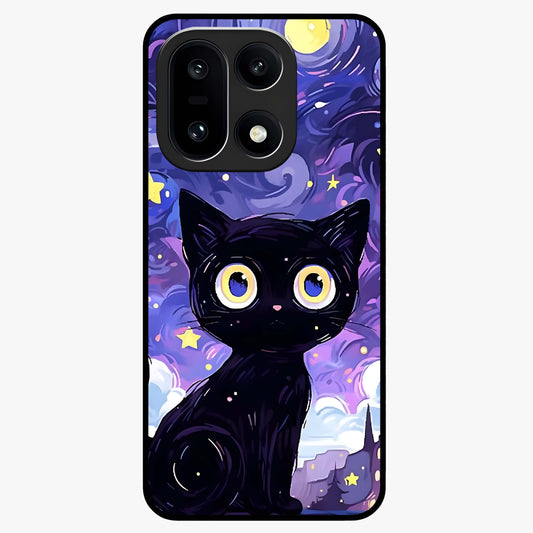 Abstract Cat Art Glass Case for 1+15 vibrant front view featuring modern artistic cat illustration