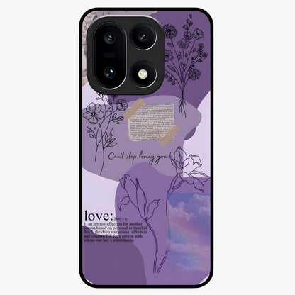 Aesthetic Love With Flower Glass Case for 1+15 romantic front view featuring floral love themed artwork