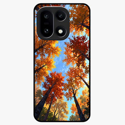 Amber Canopy Glow Glass Case for 1+15 warm front view featuring glowing forest canopy artwork