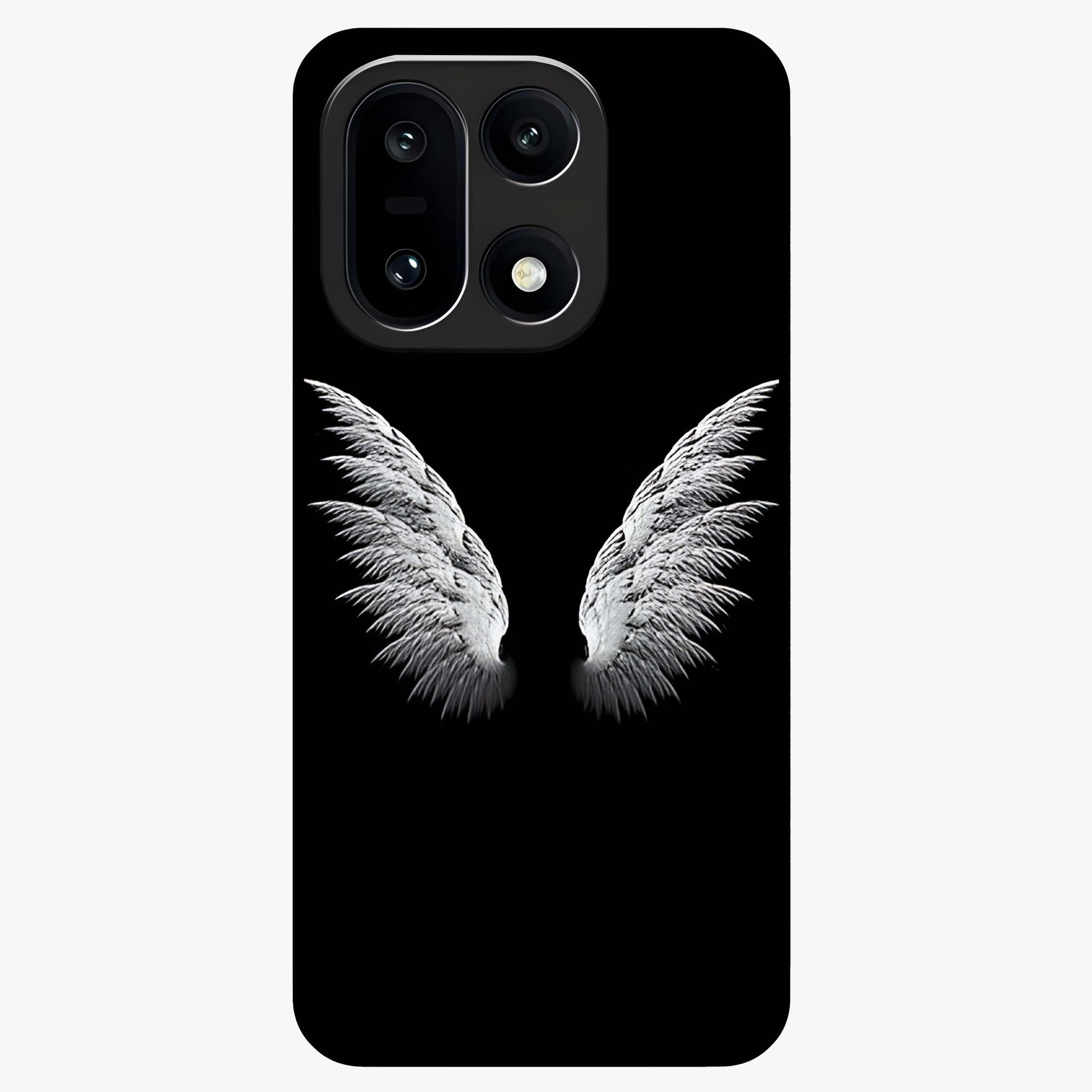 Angel Wing Grace Glass Case for 1+15 elegant front view featuring soft angel wing artwork