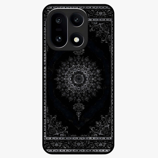 Black Persian Carpet Glass Case for 1+15 rich front view featuring intricate Persian carpet pattern artwork
