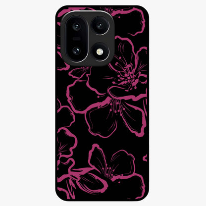 Black Violet Sketch Garden Glass Case for 1+15 artistic front view featuring violet floral sketch artwork