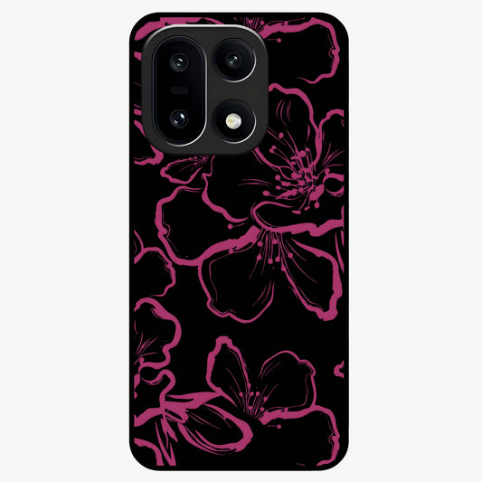 Black Violet Sketch Garden Glass Case for 1+15 artistic front view featuring violet floral sketch artwork