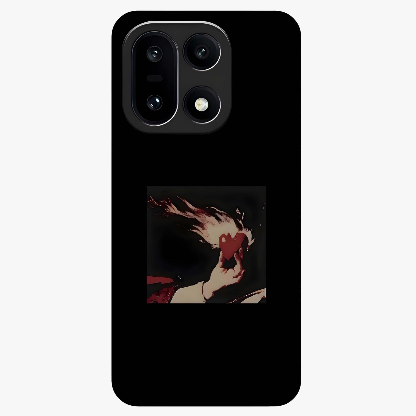 Blazing Heart Faith Glass Case for 1+15 showing full back design in clean flat view with fiery heart artwork and glossy glass finish.