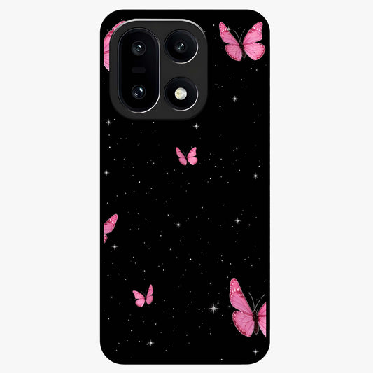 Blinking Butterfly Glass Case for 1+15 showing full back design in clean flat view with delicate butterfly artwork and glossy glass finish.
