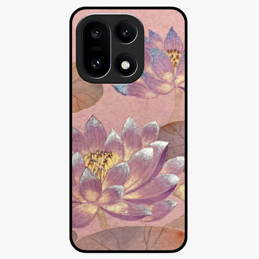 Blossom Mist Lotus Glass Case for 1+15 calm front view featuring lotus flower artwork with misty tones