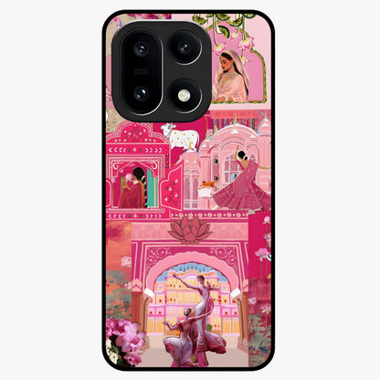 Blossoms of Rajasthan Glass Case for 1+15 vibrant front view featuring traditional Rajasthani floral artwork