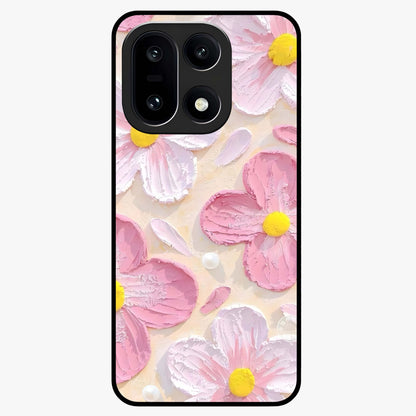 Blush Bloom Texture Glass Case for 1+15 artistic front view featuring textured floral blush artwork