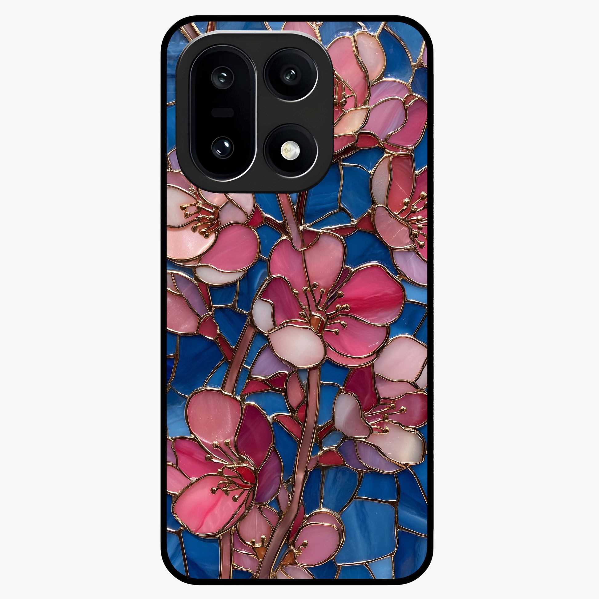 Blush Bloom Glass Case for 1+15 soft front view featuring pastel blush floral artwork