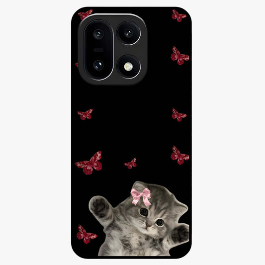 Butterfly Cat Bliss Glass Case for 1+15 charming front view featuring cat and butterfly aesthetic artwork