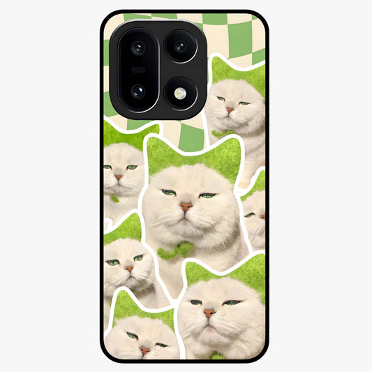 Cats Ethereal Bloom Glass Case for 1+15 artistic front view featuring cat illustration with soft floral bloom accents