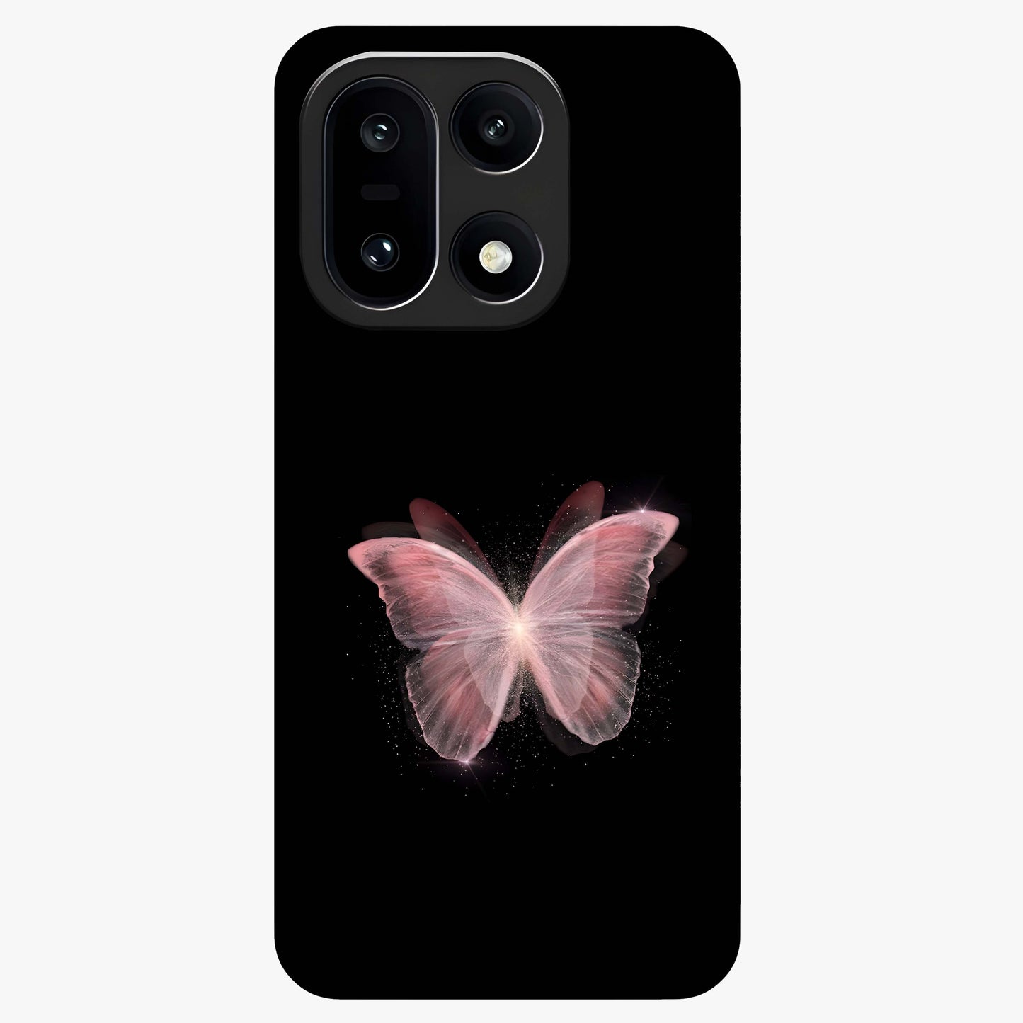 Celestial Wings Butterfly Glass Case for 1+15 elegant front view featuring butterfly artwork with cosmic accents