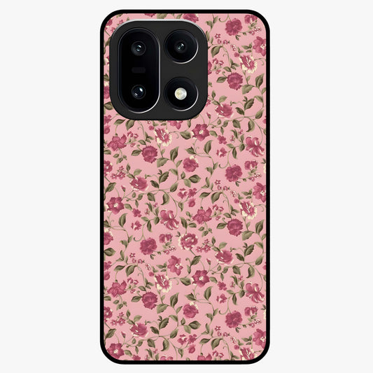 Charming Pink Floral Glass Case for 1+15 soft front view featuring delicate pink floral artwork