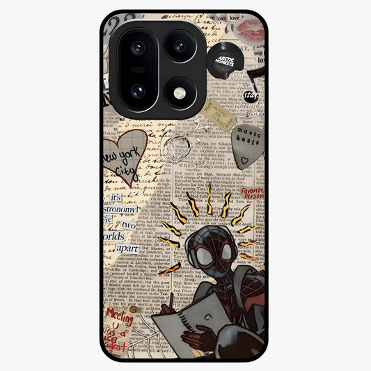 City Dream Sketch Glass Case for 1+15 showing full back design in clean flat view with artistic city sketch artwork and glossy glass finish.