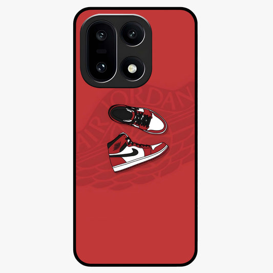 Classic Sneaker Float Glass Case for 1+15 showing full back design in clean flat view with floating sneaker artwork and glossy glass finish.