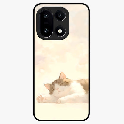 Cloud Nap Cat Glass Case for 1+15 adorable front view featuring cute sleeping cat artwork on soft cloud background