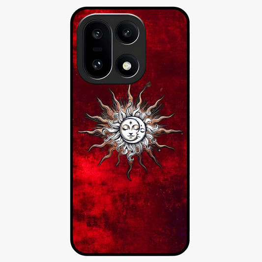 Cosmic Twin Eclipse Glass Case for 1+15 dramatic front view featuring dual eclipse artwork with deep space tones