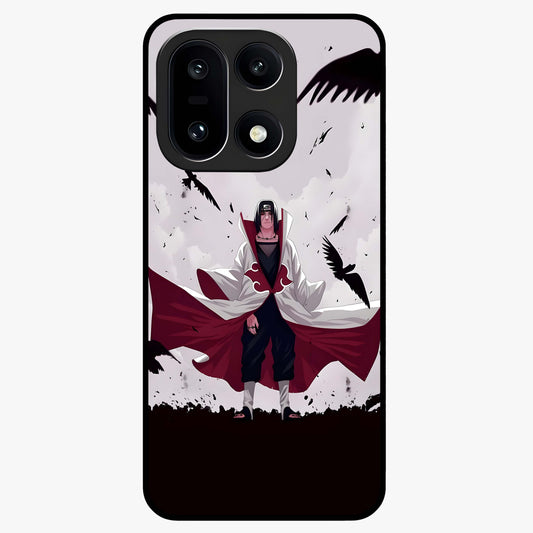 Crimson Crow Ascension Glass Case for 1+15 powerful front view featuring crow artwork with dark crimson background