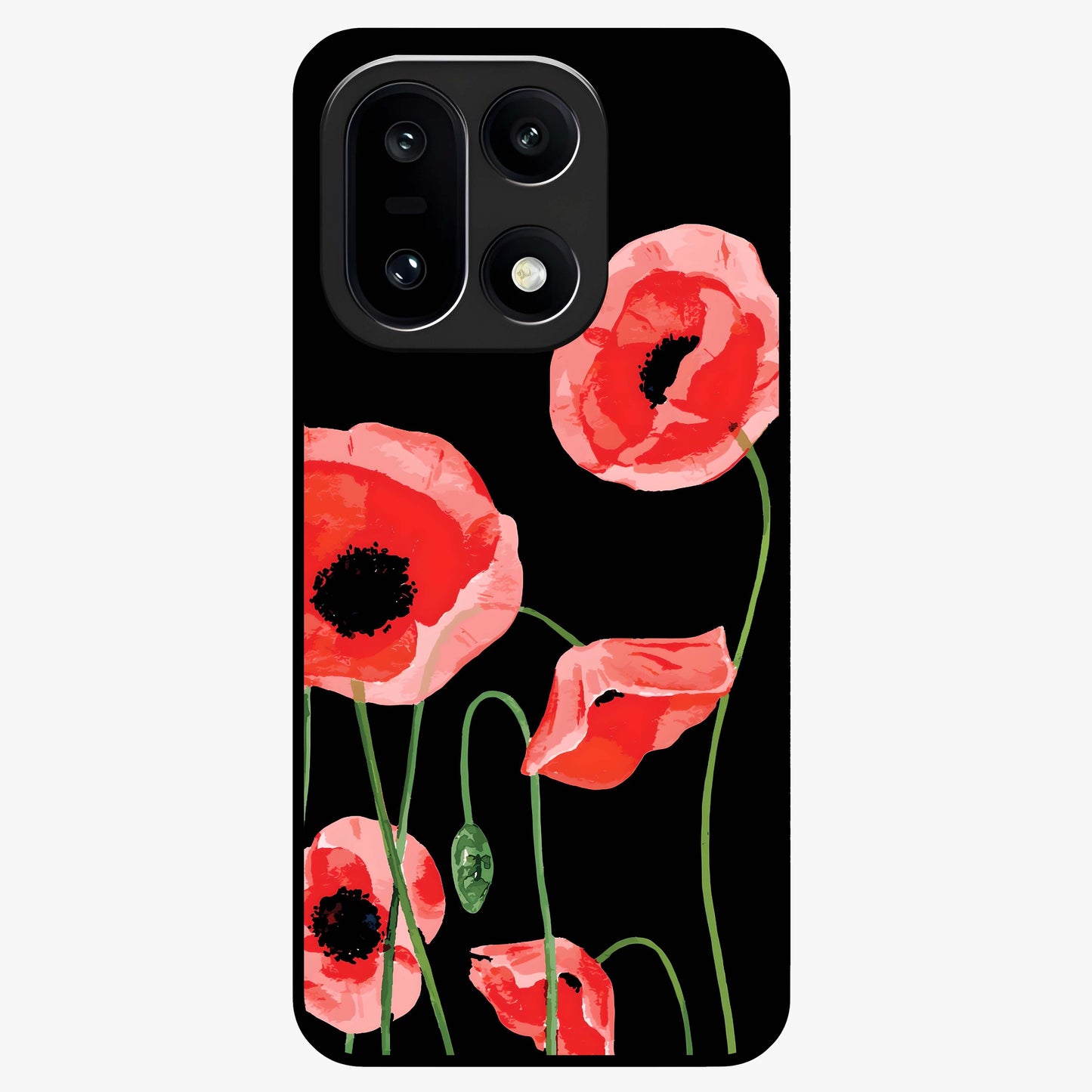 Crimson Garden Dream Glass Case for 1+15 romantic front view featuring rich red floral garden artwork