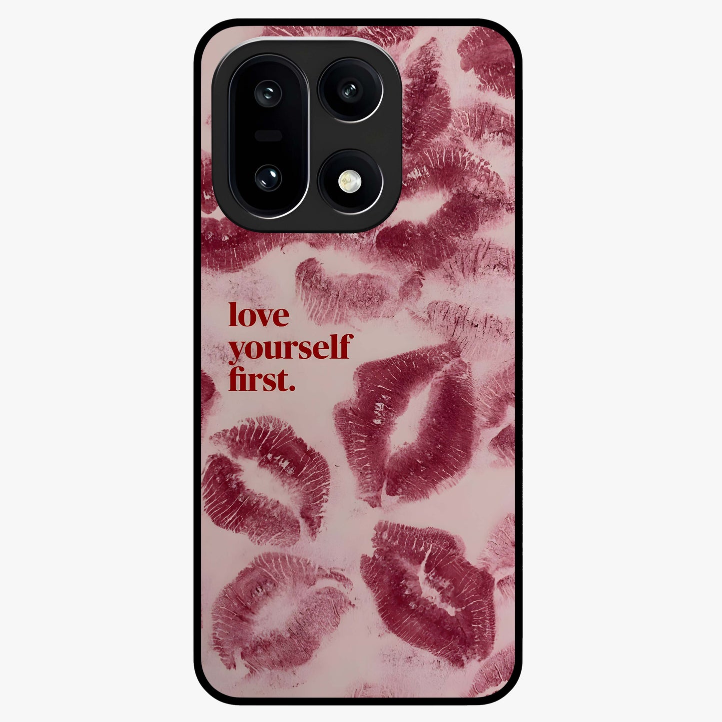 Crimson Kiss Love Glass Case for 1+15 romantic front view featuring bold crimson love inspired artwork